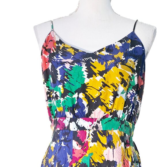 J. Crew 100% Silk Brushstroke Watercolor Abstract Jackson Pollack Dress - Picture 4 of 6